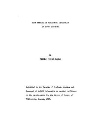 Some Effects of Perceptual Limitation in Human Subjects. thumbnail