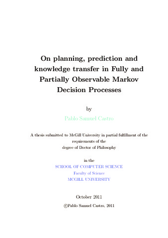 On planning, prediction and knowledge transfer in fully and partially observable Markov decision processes thumbnail