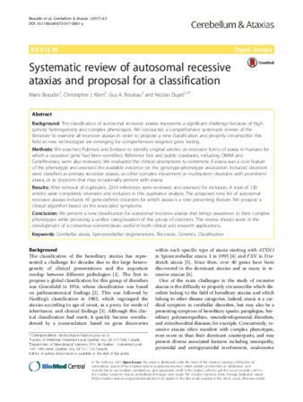 Systematic review of autosomal recessive ataxias and proposal for a classification thumbnail