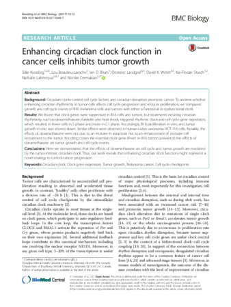 Enhancing circadian clock function in cancer cells inhibits tumor growth thumbnail