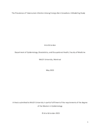 Tuberculosis infection prevalence among foreign-born Canadian residents: A modelling study thumbnail