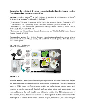 Unraveling the toxicity of tire wear contamination in three freshwater species: from chemical mixture to nanoparticles thumbnail