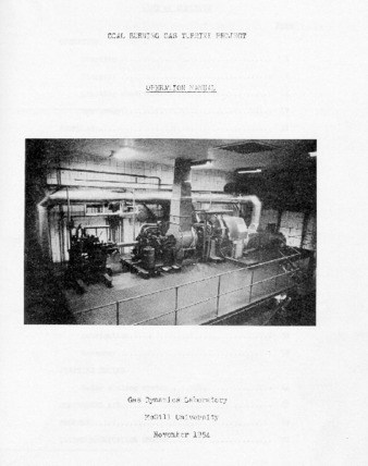 Coal burning gas turbine project. Operation manual thumbnail