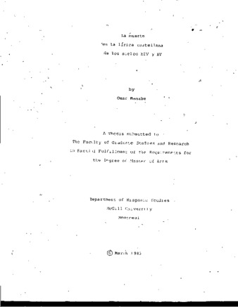 La muerte en la lírica castellana de los siglos XIV y XV / thumbnail