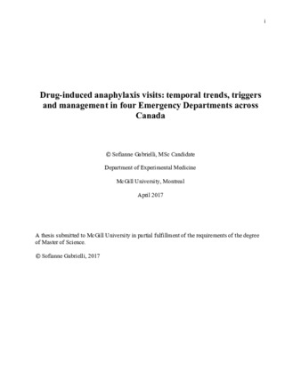 Drug-induced anaphylaxis visits: temporal trends, triggers and management in four emergency departments across Canada thumbnail