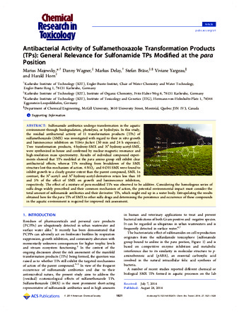 Antibacterial Activity of Sulfamethoxazole Transformation Products (TPs): General Relevance for Sulfonamide TPs Modified at the para Position thumbnail