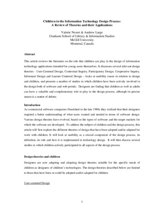 Children in the Information Technology Design Process: A Review of Theories and their Applications thumbnail