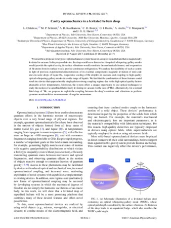 Cavity Optomechanics in a Levitated Helium Drop thumbnail