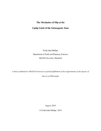 The mechanics of slip at the updip limit of the seismogenic zone thumbnail