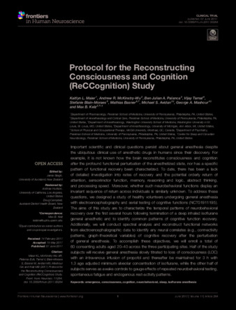 Protocol for the Reconstructing Consciousness and Cognition (ReCCognition) Study thumbnail