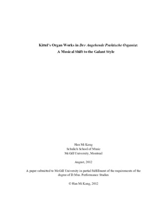 Kittel’s Organ Works in Der Angehende Praktische Organist: A Musical Shift to the Galant Style thumbnail
