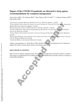 Impact of the COVID-19 pandemic on obstructive sleep apnea: recommendations for symptom management thumbnail