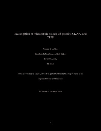 Investigation of microtubule associated proteins CKAP2 and TPPP thumbnail