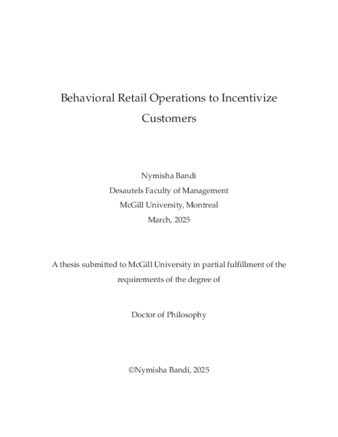 Behavioral retail operations to incentivize customers thumbnail