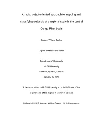 A rapid, object-oriented approach to mapping and classifying wetlands at a regional scale in the central Congo river basin thumbnail