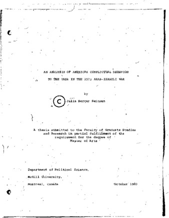 An analysis of American conflictual behavior to the USSR in the 1973 Arab-Israeli war / thumbnail