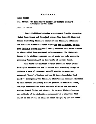 The dialectic of fiction and history in Shaw's fictitious history plays. thumbnail