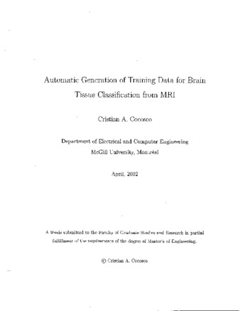 Automatic generation of training data for brain tissue classification from MRI thumbnail