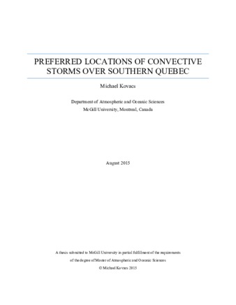 Preferred locations of convective storms over Southern Quebec thumbnail