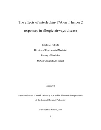 The effects of interleukin-17A on T helper 2 responses in allergic airways disease thumbnail