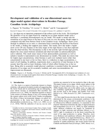 Development and validation of a one-dimensional snow-ice algae model against observations in Resolute Passage, Canadian Arctic Archipelago thumbnail