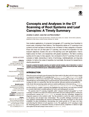 Concepts and Analyses in the CT Scanning of Root Systems and Leaf Canopies: A Timely Summary thumbnail