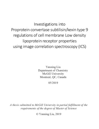 Investigations into Proprotein convertase subtilisin/ kexin type 9 regulations of cell membrane Low density lipoprotein receptor properties using image correlation spectroscopy (ICS) thumbnail