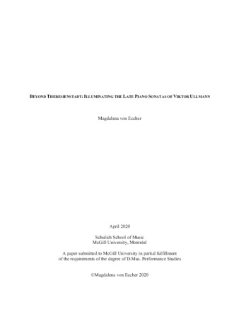Beyond Theresienstadt: illuminating the late piano sonatas of Viktor Ullmann  thumbnail