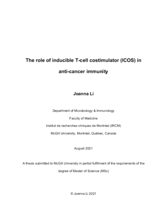 The role of inducible T-cell costimulator (ICOS) in anti-cancer immunity thumbnail