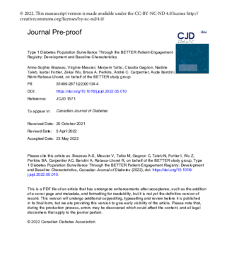 Type 1 Diabetes Population Surveillance Through the BETTER Patient-Engagement Registry: Development and Baseline Characteristics thumbnail