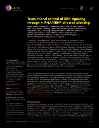 Translational control of ERK signaling through miRNA/4EHP-directed silencing thumbnail