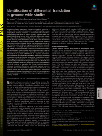 Identification of differential translation in genome wide studies thumbnail