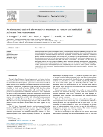 An ultrasound-assisted photocatalytic treatment to remove an herbicidal pollutant from wastewaters thumbnail