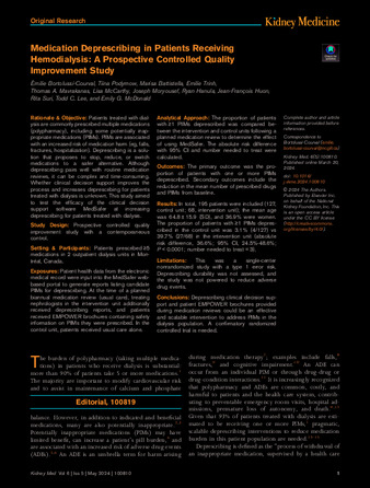 Medication Deprescribing in Patients Receiving Hemodialysis: A Prospective Controlled Quality Improvement Study thumbnail