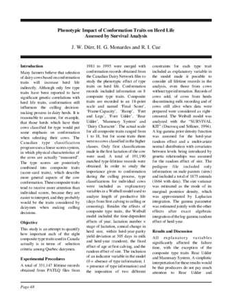 Phenotypic Impact of Conformation Traits on Herd Life Assessed by Survival Analysis thumbnail