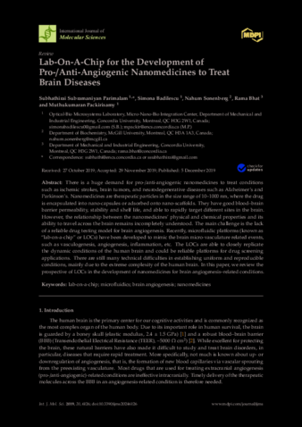 Lab-On-A-Chip for the Development of Pro-/Anti-Angiogenic Nanomedicines to Treat Brain Diseases thumbnail