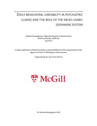 Daily behavioral variability in psychiatric illness and the role of the meso-limbic dopamine system thumbnail