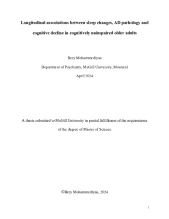 Sleep, Alzheimer pathology and risk of clinical progression in cognitively unimpaired older adults thumbnail