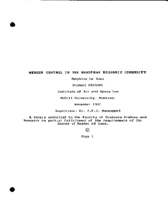 Merger control in the European Economic Community thumbnail