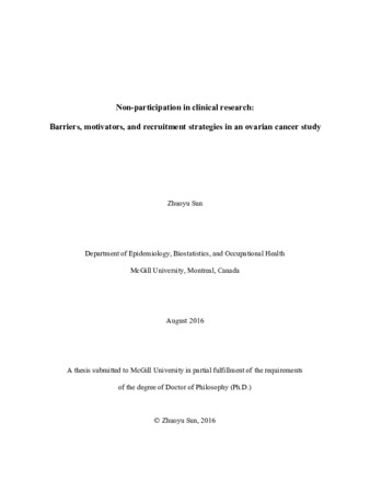 Non-participation in clinical research: Barriers, motivators, and recruitment strategies in an ovarian cancer study thumbnail