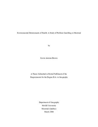 Environmental Determinants of Health: A Study of Problem Gambling in Montreal thumbnail