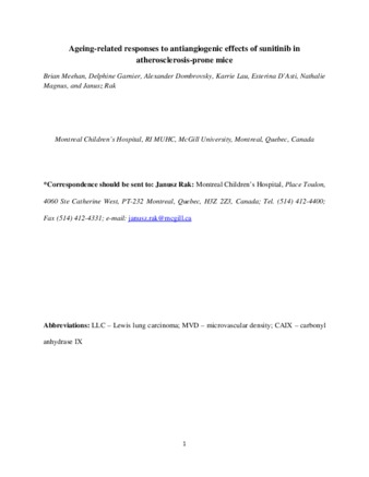 Ageing-related responses to antiangiogenic effects of sunitinib in atherosclerosis-prone mice thumbnail