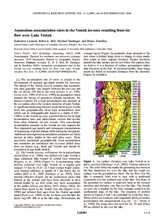 Anomalous accumulation rates in the Vostok ice-core resulting from ice flow over Lake Vostok thumbnail