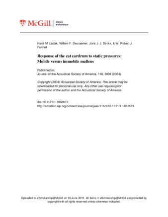 Response of the cat eardrum to static pressures: Mobile versus immobile malleus thumbnail