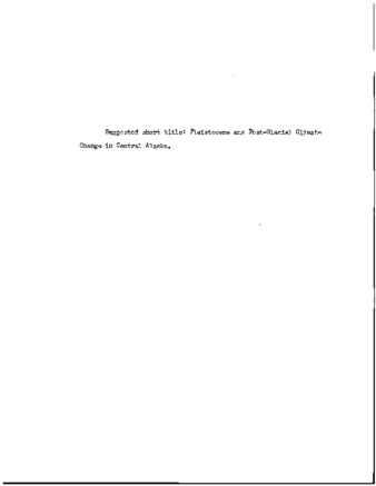 Some aspects of Pleistocene and post-glacial climate change in central Alaska. thumbnail