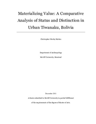 Materializing value: a comparative analysis of status and distinction in urban Tiwanaku, Bolivia thumbnail