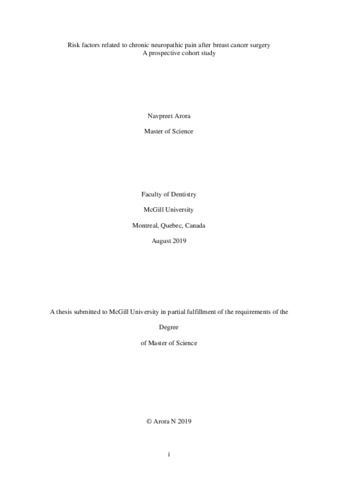 Risk factors related to chronic neuropathic pain after breast cancer surgery - a prospective cohort study thumbnail