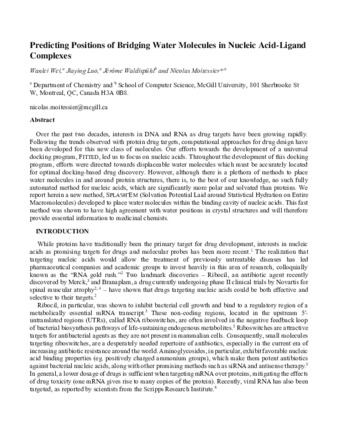 Predicting Positions of Bridging Water Molecules in Nucleic Acid–Ligand Complexes thumbnail