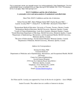 SGLT-2 inhibitors and the risk of infections: a systematic review and meta-analysis of randomized controlled trials thumbnail