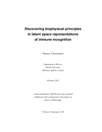 Discovering biophysical principles in latent space representations of immune recognition thumbnail